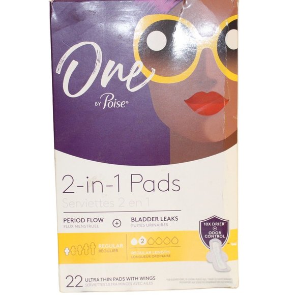 One by Poise 2-in-1 Ultra Thin Pads with Wings Regular 22 ct - Picture 1 of 4